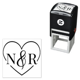 Ampersand En Hart Schattige Eenvoudig Huwelijksmon Zelfinktende Stempel