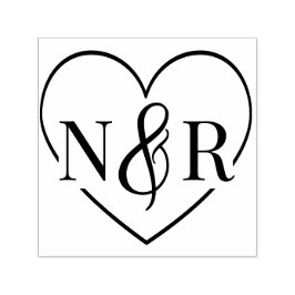 Ampersand En Hart Schattige Eenvoudig Huwelijksmon Zelfinktende Stempel