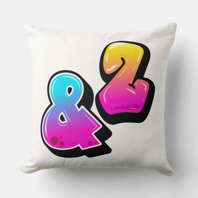 Ampersand en Nummer 2 Gradiënt Bubbel Typografie  Kussen (Voorkant)