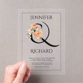 Ampersand en perzik pioenen bloemenbruiloft acryl uitnodigingen (Insitu (Draagbaar))