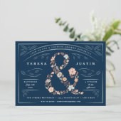 Ampersand Floral Couples Shower Party Invitation Kaart (Staand voorkant)