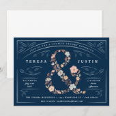 Ampersand Floral Couples Shower Party Invitation Kaart (Voorkant / Achterkant)
