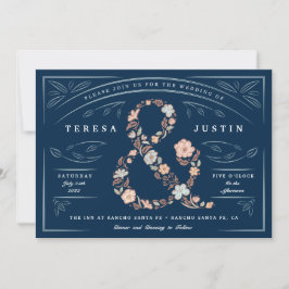 Ampersand Floral Wedding Invitation Kaart