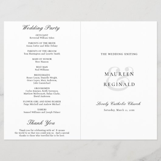 Ampersand Formele katholieke Budget Wedding Progra Flyer (Voorkant)