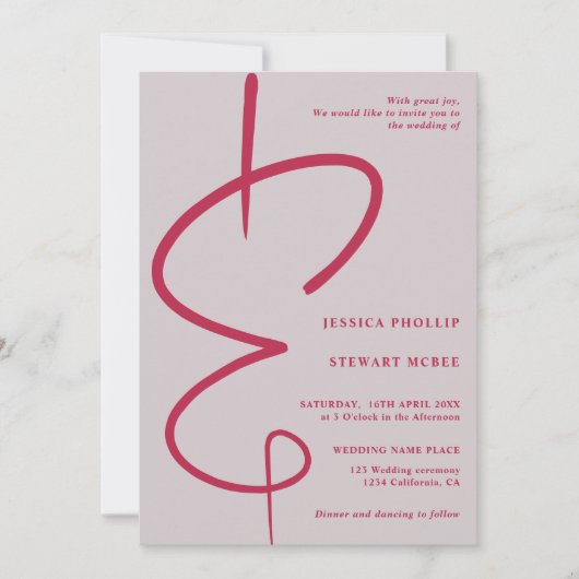 Ampersand foto magenta script Qr code bruiloft Kaart (Voorkant)