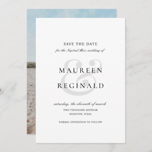 Ampersand Foto Traditionele Elegante Bruiloft Save The Date (Voorkant / Achterkant)