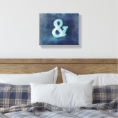 Ampersand gewikkeld canvas muur kunst blauw afdruk (Insitu (Slaapkamer))