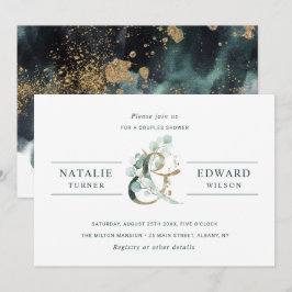 Ampersand Gold Greenery Wedding Couples Shower Kaart
