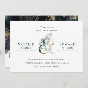 Ampersand Gold Greenery Wedding Couples Shower Kaart