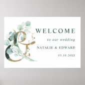 Ampersand Gold Greenery Wedding Welcome Sign Poster (Voorkant)