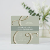 Ampersand Gold Sage Green Wedding Invitation Kaart (Staand voorkant)