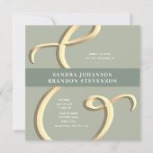 Ampersand Gold Sage Green Wedding Invitation Kaart (Voorkant)