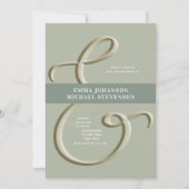 Ampersand Gold Sage Green Wedding Invitation Kaart (Voorkant)