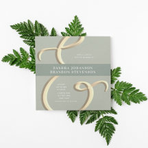 Ampersand Gold Sage Green Wedding Invitation
