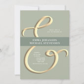 Ampersand Gold Sage Green Wedding Invitation Kaart (Voorkant)