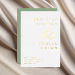 Ampersand Green Wedding Save the Date Gold Folie Uitnodiging