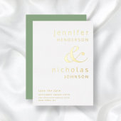 Ampersand Green Wedding Save the Date Gold Folie Uitnodiging