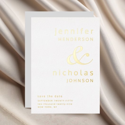 Ampersand Grey Wedding Save the Date Gold Folie Uitnodiging