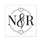 Ampersand & Harten Mooie Ronde Trouw Monogram Zelfinktende Stempel (Design)