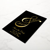 Ampersand Heart Black Save the Date Ppress Folie Uitnodiging (Gedraaid)