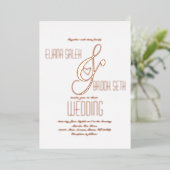 Ampersand Heart Gold Wedding geperst Folie Uitnodiging (Staand Voorkant)
