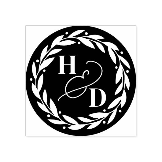 Ampersand Koppels Initialen krans bruiloft Rubberstempel (Afrduk)
