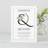 Ampersand met eucalyptus tak en QR bruiloft Kaart (Staand voorkant)