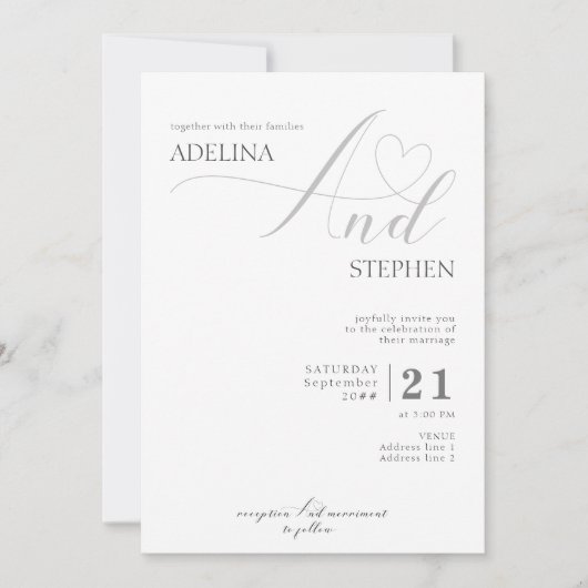 Ampersand minimalistische Elegant Script budget br Kaart (Voorkant)