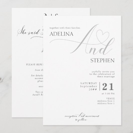 Ampersand minimalistische Elegant Script budget br Kaart (Voorkant / Achterkant)