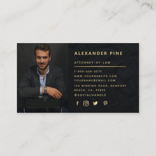 Ampersand Modern Black Gold Professional Foto Visitekaartje (Achterkant)