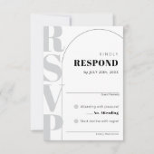 Ampersand Modern White Arch Wedding RSVP Kaart (Voorkant)