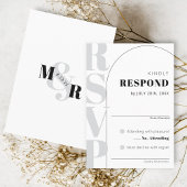 Ampersand Modern White Arch Wedding RSVP Kaart