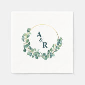 Ampersand Monogram Bloemen Initiaal Bruiloftspapie Servet (Voorkant)