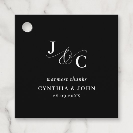 Ampersand Monogram bruiloft Dank u Bedankjes Labels (Voorkant)