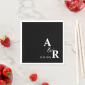 Ampersand Monogram Custom Black Wedding Cocktail Servet (Insitu)