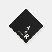 Ampersand Monogram Custom Black Wedding Cocktail Servet (Hoek)