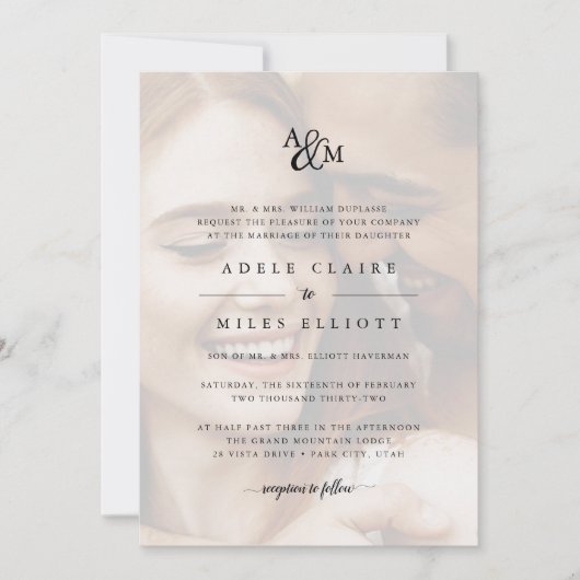 Ampersand Monogram Foto Weddenschap Kaart (Voorkant)
