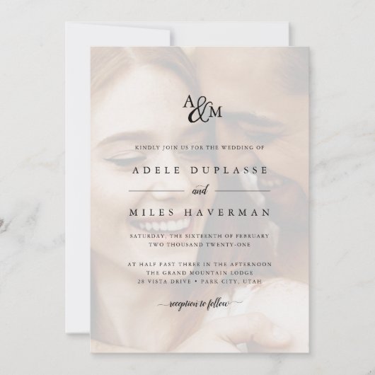 Ampersand Monogram Foto Weddenschap Kaart (Voorkant)