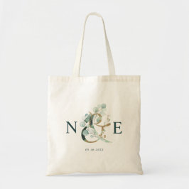 Ampersand Monogram Gold Green Tote Bag