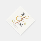 Ampersand Monogram Gold Herfst Botanical Wedding Servet (Hoek)