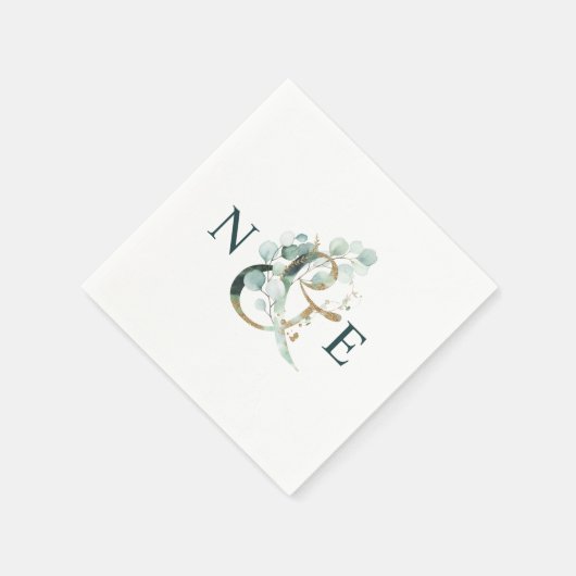 Ampersand Monogram Gouden Groene Bruiloft Servet (Hoek)
