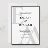 ampersand Monogram Initiaal zwart-wit bruiloft Kaart (Voorkant)