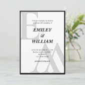 ampersand Monogram Initiaal zwart-wit bruiloft Kaart (Staand voorkant)