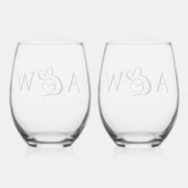 Ampersand Monogram Initialen Modern Chic Wedding Wijnglas Zonder Voet (Achterkant)
