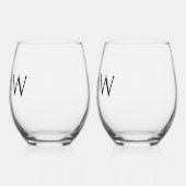Ampersand Monogram Initialen Modern Chic Wedding Wijnglas Zonder Voet (Links)