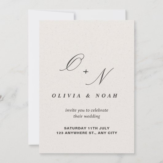 Ampersand Monogram Kalligrafie Elegante Bruiloft Kaart (Voorkant)