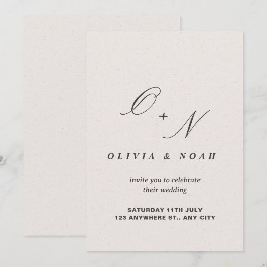 Ampersand Monogram Kalligrafie Elegante Bruiloft Kaart (Voorkant / Achterkant)