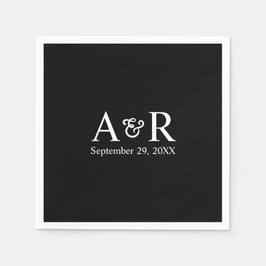 Ampersand Monogram Minimal Black Wedding Servet (Voorkant)