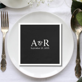 Ampersand Monogram Minimal Zwart Trouwfeest Servet