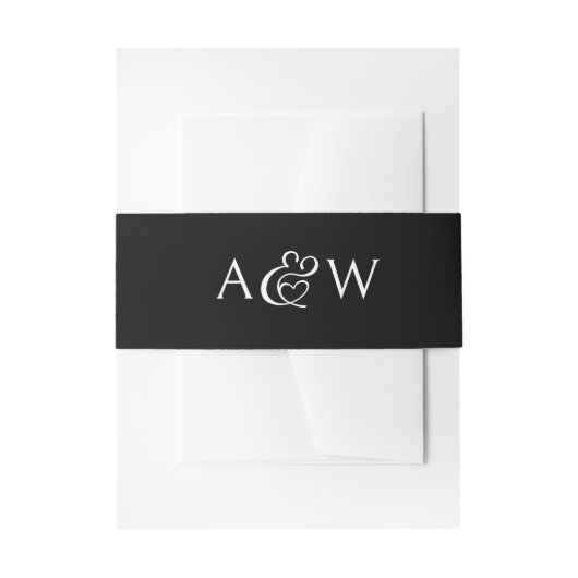 Ampersand Monogram Moderne Zwarte Trouw Uitnodigingen Wikkel (Voorkant Voorbeeld)